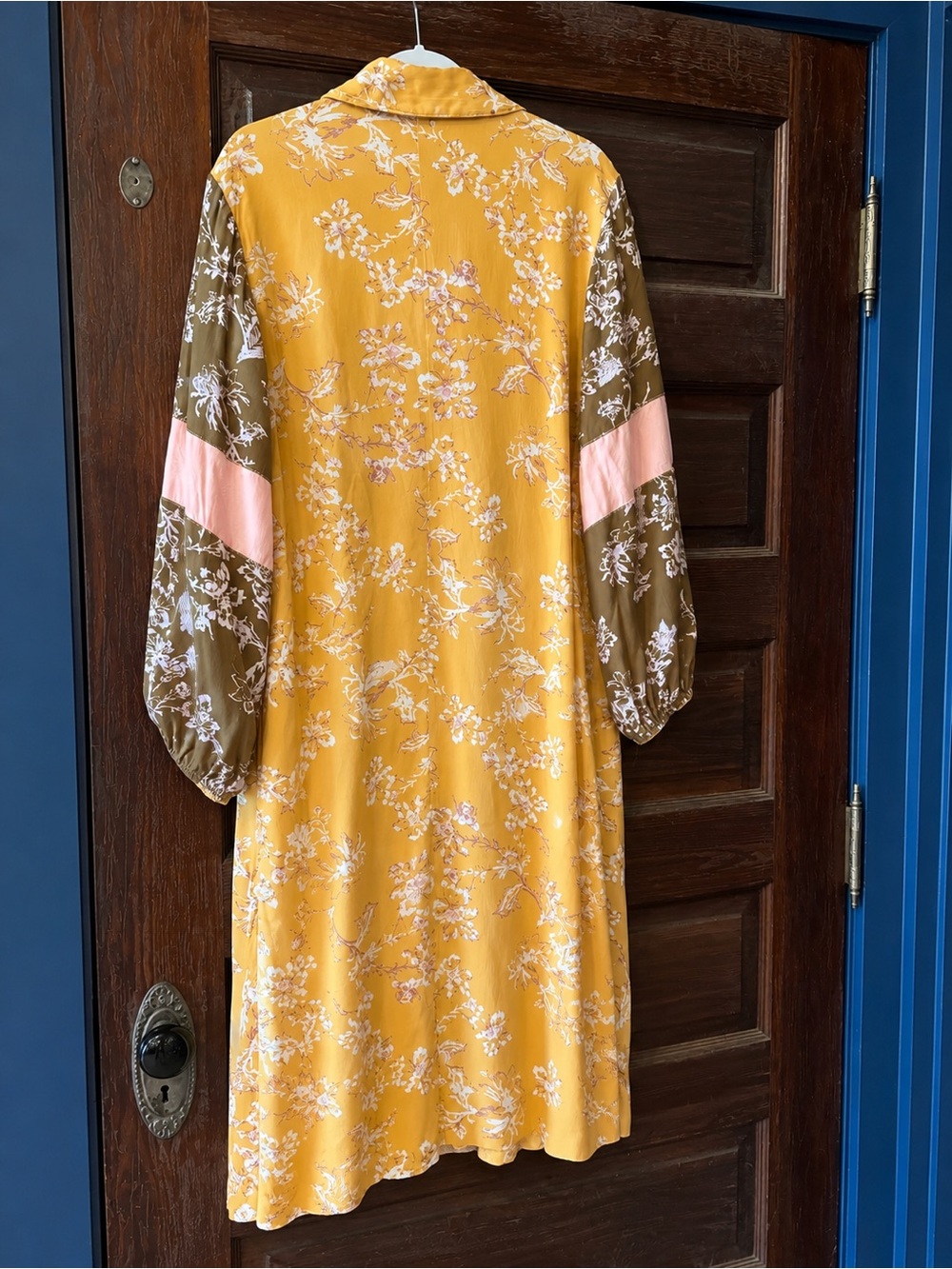 Free People Mustard Yellow Floral Longline Duster - Picture 2 of 3